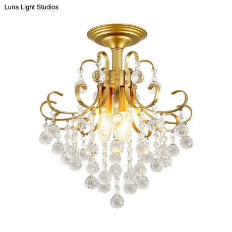 Contemporary Crystal Strands Ceiling Light Fixture - Terrace Semi Flush Mount Chandelier