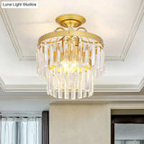 Contemporary Crystal Strands Ceiling Light Fixture - Terrace Semi Flush Mount Chandelier