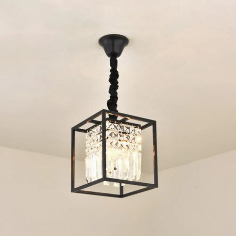 Contemporary Crystal Strands Ceiling Light Fixture - Terrace Semi Flush Mount Chandelier Black / E