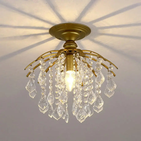 Contemporary Crystal Strands Ceiling Light Fixture - Terrace Semi Flush Mount Chandelier Gold / A