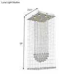 Contemporary Crystal Teardrop Flush Mount With 9 Heads - Nickel Ceiling Lighting
