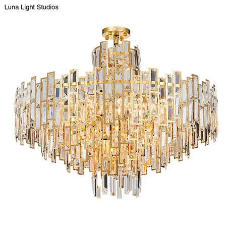 Contemporary Crystal Tiered Hanging Chandelier - 8/13 Heads 23.5/31.5 Gold Light For Living Room