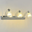 Contemporary Crystal Vanity Light - Fluted Clear Shades Silver Finish 3 Heads Warm/White / White