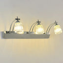 Contemporary Crystal Vanity Light - Fluted Clear Shades Silver Finish 3 Heads Warm/White / White