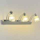Contemporary Crystal Vanity Light - Fluted Clear Shades Silver Finish 3 Heads Warm/White / White