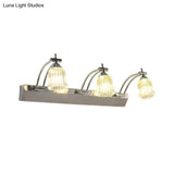 Contemporary Crystal Vanity Light - Fluted Clear Shades Silver Finish 3 Heads Warm/White