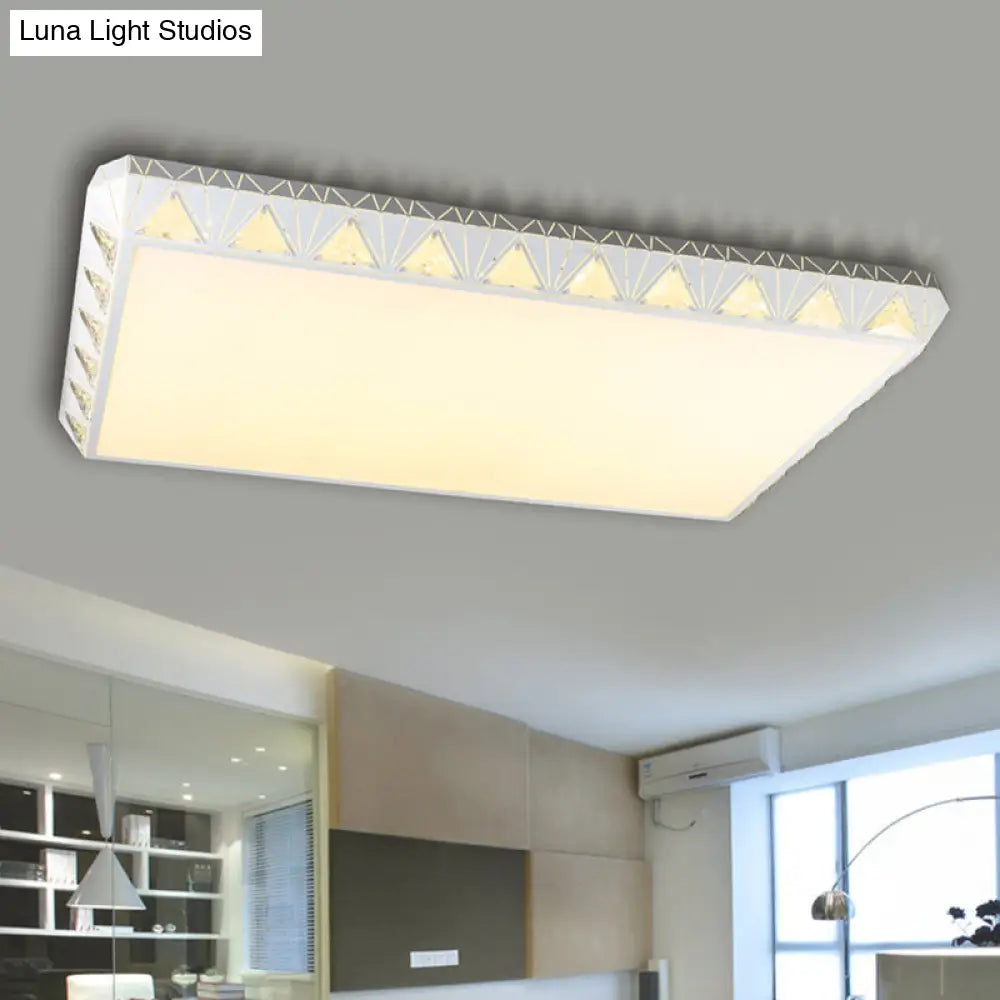 Contemporary Crystal White Led Ceiling Light - Modern Tapered Shape Remote Control & Stepless