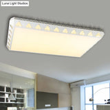 Contemporary Crystal White Led Ceiling Light - Modern Tapered Shape Remote Control & Stepless