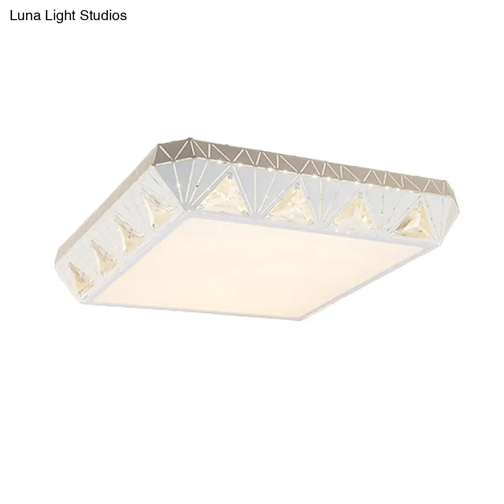 Contemporary Crystal White Led Ceiling Light - Modern Tapered Shape Remote Control & Stepless