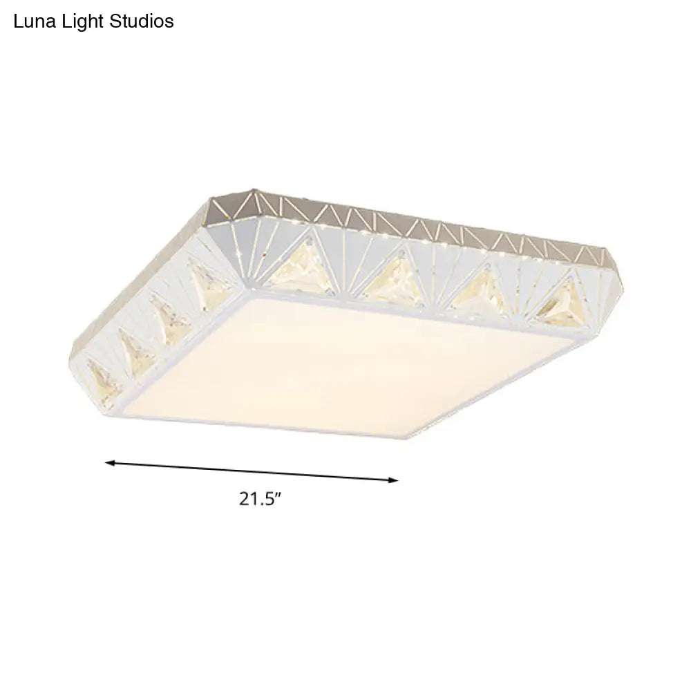 Contemporary Crystal White Led Ceiling Light - Modern Tapered Shape Remote Control & Stepless