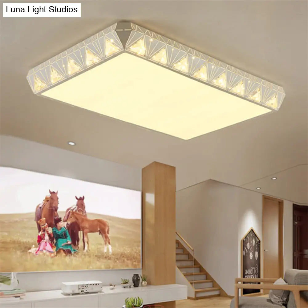 Contemporary Crystal White Led Ceiling Light - Modern Tapered Shape Remote Control & Stepless