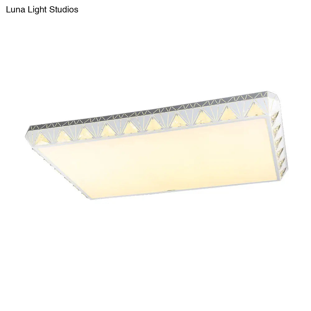 Contemporary Crystal White Led Ceiling Light - Modern Tapered Shape Remote Control & Stepless