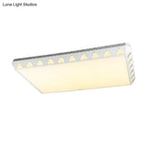 Contemporary Crystal White Led Ceiling Light - Modern Tapered Shape Remote Control & Stepless
