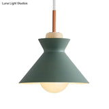 Contemporary Dome/Cone Metal Pendant Light - Grey/Yellow/Green