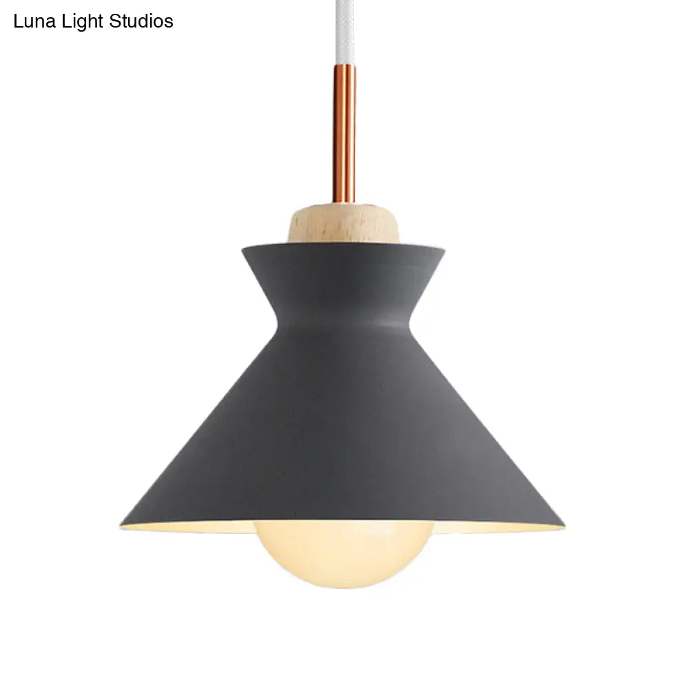 Contemporary Dome/Cone Metal Pendant Light - Grey/Yellow/Green