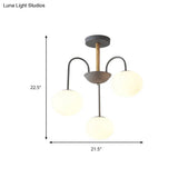 Contemporary Dome White Glass Chandelier - 3/5 Lights Gray/Green Suspension Light