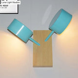 Contemporary Double Drum Wall Mounted Light: Metal Fixture For Kitchen With 2 Bulbs Black/White/Blue