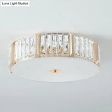 Contemporary Drum Crystal Flush Mount Lamp - 6/8 Bulbs Clear Rectangular - Cut Crystals