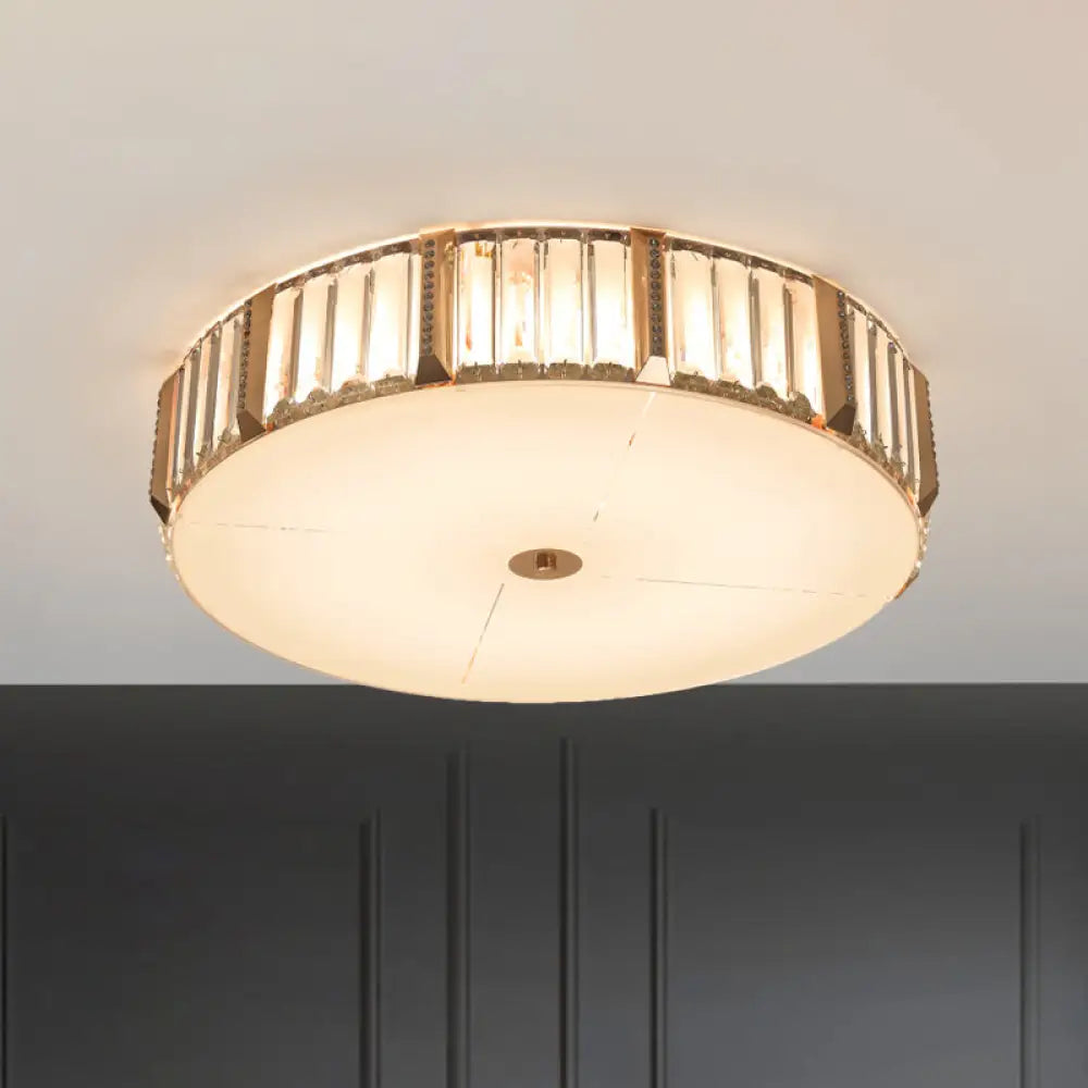 Contemporary Drum Crystal Flush Mount Lamp - 6/8 Bulbs Clear Rectangular - Cut Crystals
