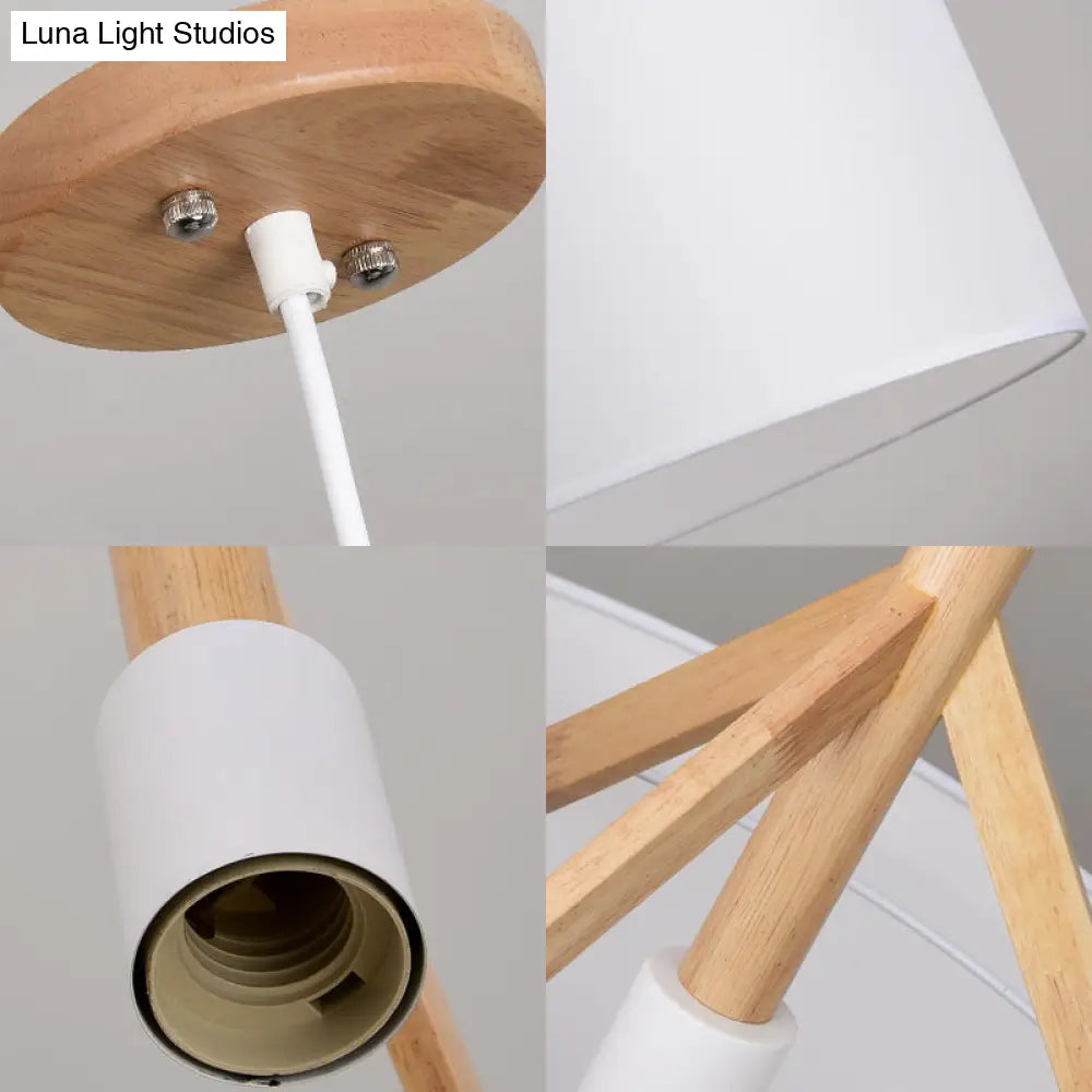 Contemporary Drum Pendant Light - White/Black Fabric 1-Light Ceiling Fixture