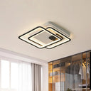 Contemporary Dual Square Led Ceiling Mount Light 18’/23’ Wide Black Finish Warm/White / 18’ White