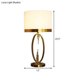 Contemporary Fabric 1-Head Cylindrical Table Light - White Nightstand Lamp (12/16 Wide)