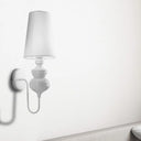 Contemporary Fabric Barrel Wall Mount Light - Bedroom Sconce (Black/Silver/White) White
