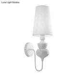 Contemporary Fabric Barrel Wall Mount Light - Bedroom Sconce (Black/Silver/White)