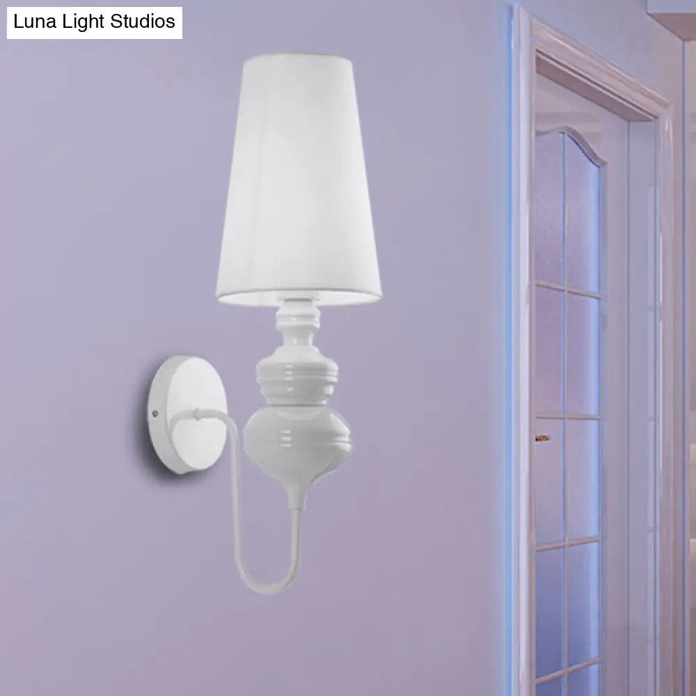 Contemporary Fabric Barrel Wall Mount Light - Bedroom Sconce (Black/Silver/White)