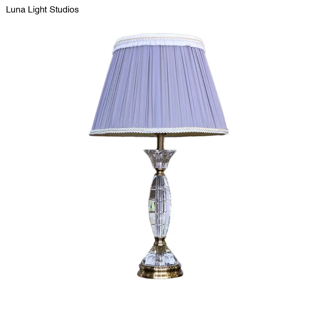 Contemporary Fabric Cone Shape Night Table Lamp In Light Purple