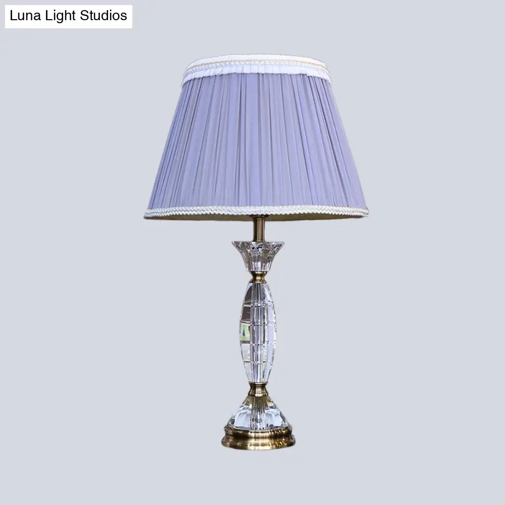 Contemporary Fabric Cone Shape Night Table Lamp In Light Purple