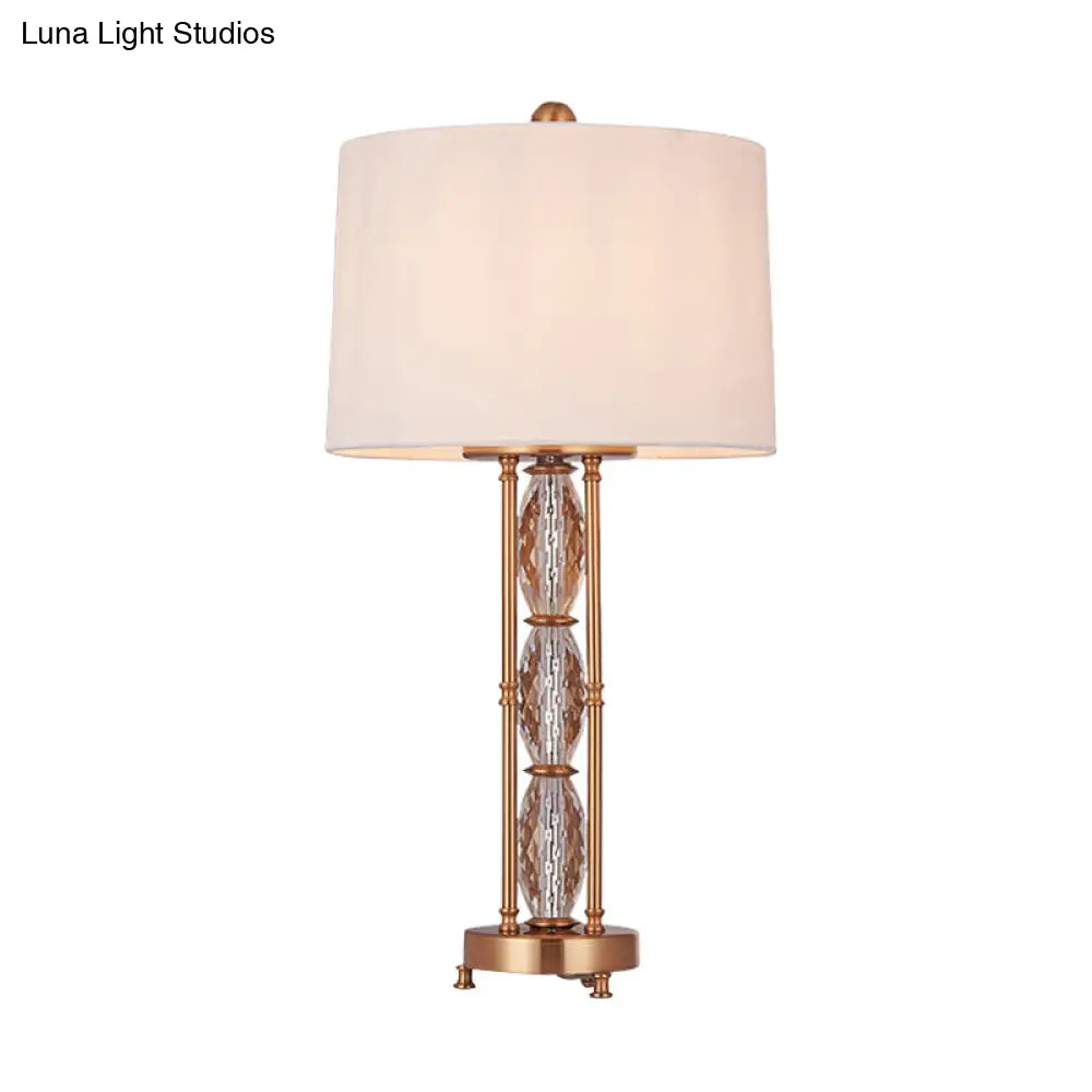 Contemporary Faceted Crystal Desk Lamp: Oblong Shape 1 Head Gold Finish