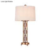 Contemporary Faceted Crystal Desk Lamp: Oblong Shape 1 Head Gold Finish