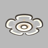 Contemporary Floral Acrylic Led Flush Mount Ceiling Light In Black And White With Warm/White Glow -