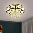 Contemporary Floral Draping Ceiling Lamp - 4/10 Bulbs Clear Crystal Black Finish 16’/28.5’ Wide