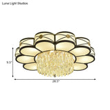 Contemporary Floral Draping Ceiling Lamp - 4/10 Bulbs Clear Crystal Black Finish 16’/28.5’ Wide