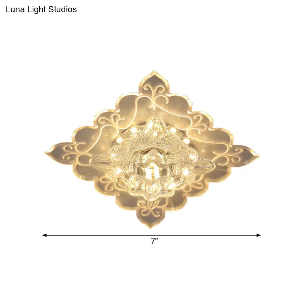 Contemporary Floral Led Crystal Ceiling Light - Clear Beveled Multi Color/White/Warm