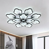 Contemporary Floral Led Flush Mount Ceiling Light - Acrylic Living Room Fixture 12 / Black White