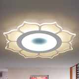 Contemporary Flower Acrylic Ceiling Light: 16.5’/20.5’ Wide Led Flush Mount With Warm/White