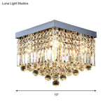 Contemporary Flush Light With Faceted Crystal And 2/4 Heads - Rectangle Corridor Ceiling Mounted In