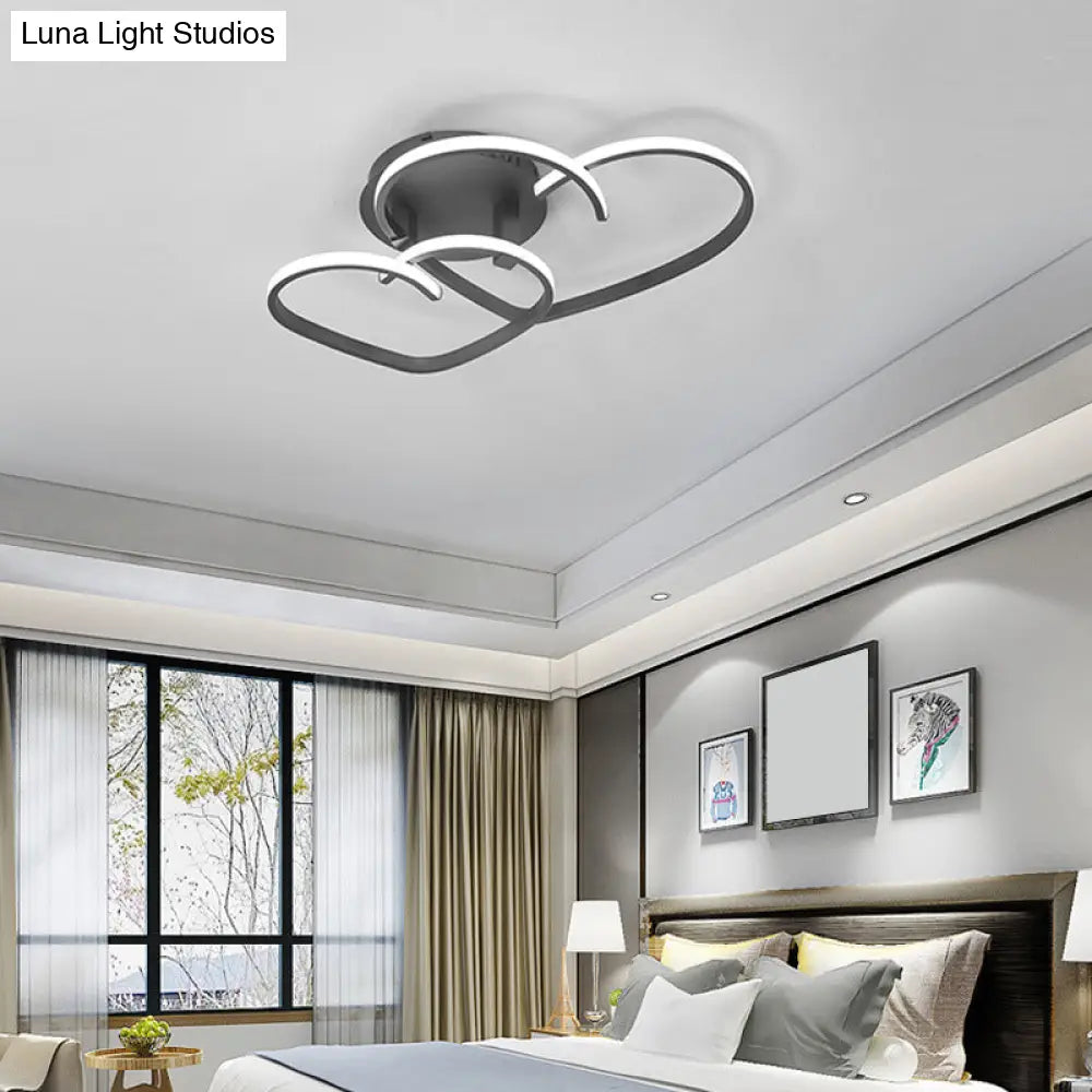 Contemporary Flush Mount Led Ceiling Light For Living Room - Acrylic Heart Design Black / 21.5 Warm