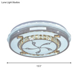 Contemporary Flushmount Ceiling Light With Led Crystals In White Heart/Floral/Circle Pattern