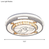 Contemporary Flushmount Ceiling Light With Led Crystals In White Heart/Floral/Circle Pattern