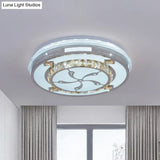Contemporary Flushmount Ceiling Light With Led Crystals In White Heart/Floral/Circle Pattern