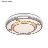 Contemporary Flushmount Ceiling Light With Led Crystals In White Heart/Floral/Circle Pattern