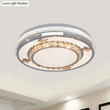 Contemporary Flushmount Ceiling Light With Led Crystals In White Heart/Floral/Circle Pattern