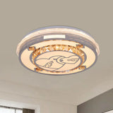 Contemporary Flushmount Ceiling Light With Led Crystals In White Heart/Floral/Circle Pattern /