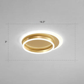 Contemporary Flushmount Led Ceiling Light - Gold Finish Metallic Ring Shape / 16.5’ White