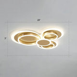 Contemporary Flushmount Led Ceiling Light - Gold Finish Metallic Ring Shape / 28’ Remote Control