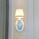Contemporary Fold Tapered Shade Wall Light - Wheel Metal White Lamp With 1